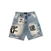 Mixed Emotion Blue "AI" Jorts