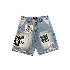 Mixed Emotion Blue "AI" Jorts