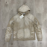 VALLEY Khaki Gradient Embroidery Lightning‑Sleeve Zip‑Up Hoodie Unisex Oversized Jacket