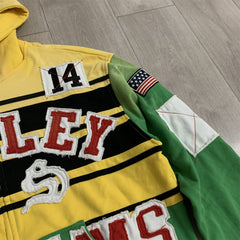 VALLEY Color‑Block Striped Valley Dreams Zip‑Up Hoodie Unisex Oversized Jacket