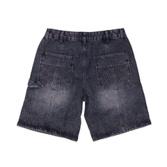 Blue Embossed Denim Jorts