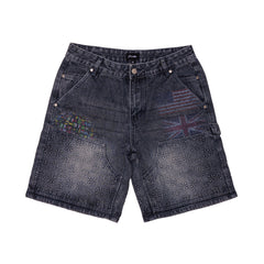 Blue Embossed Denim Jorts