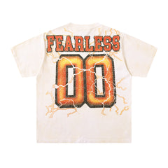 MAJESTIK Fearless 00 Gorilla Graphic T-Shirt Unisex Cream Off-White Y2K Streetwear Lightning Wash Short Sleeve Top