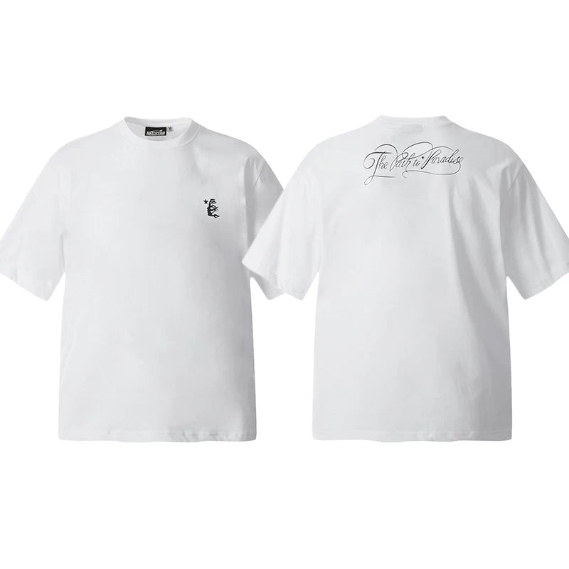 Hellstar White Minimal Script Back Print Tee