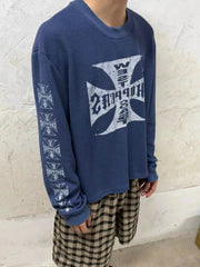 West Coast Choppers Cross Print ERD Stylist Same Style Waffle Sanskrit Long Sleeve (6)