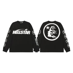 Hellstar Black Logo Flame Portrait Long Sleeve Tee