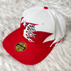 Hellstar White Red Split Color Flame Flat Brim Cap