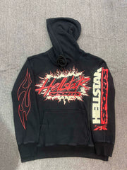 Hellstar Red Flame Graphic Black Pullover Hoodie