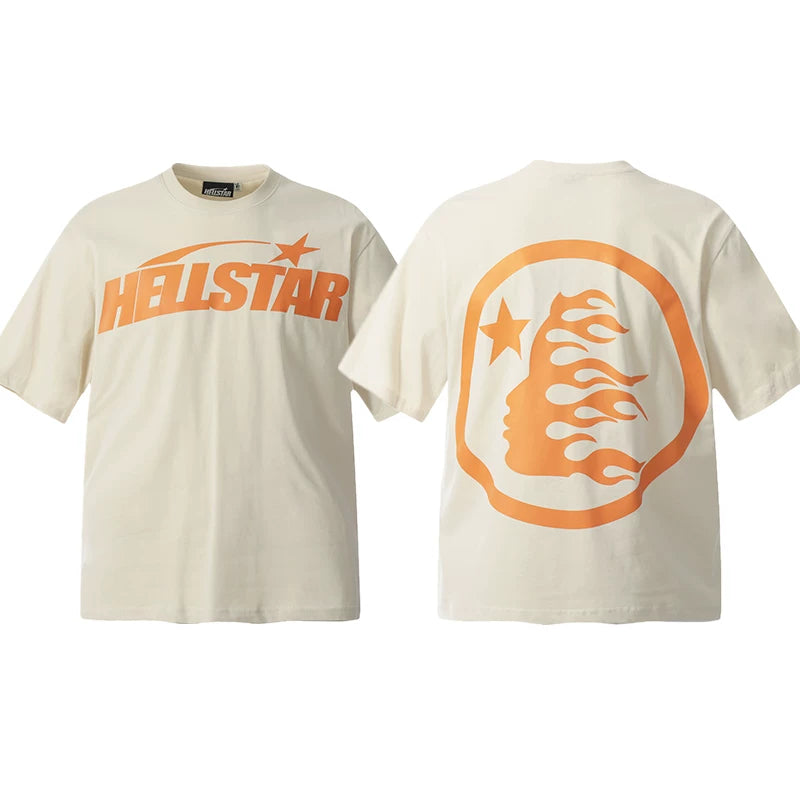 Hellstar Cream Orange Logo Portrait Tee