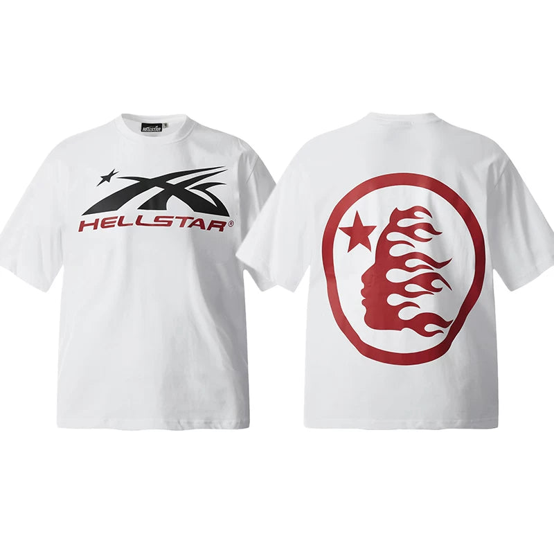 Hellstar White Red Portrait Flame Graphic Tee