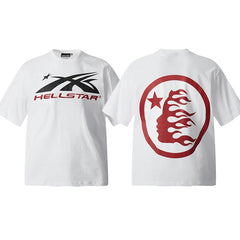 Hellstar White Red Portrait Flame Graphic Tee