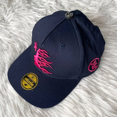 Hellstar Navy Pink Flame Flat Brim Cap