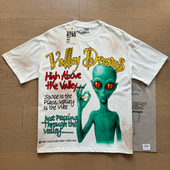 VALEFOREVER White Alien High Above The Valley Vintage Graphic T-Shirt