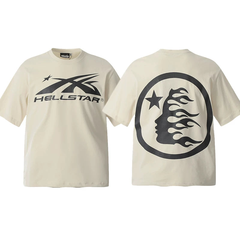 Hellstar Cream Black Logo Portrait Tee
