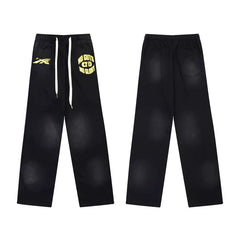Black Hellstar Yellow Graphic Flare Sweatpants