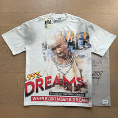 VALEFOREVER White 199X Where Grit Meets Dream Portrait Vintage Graphic T-Shirt