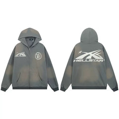 Hellstar Grey Washed Zip Up Hoodie