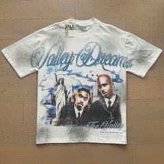VALEFOREVER Off White Washed Valley Dreams Hip Hop Portrait Vintage T-Shirt