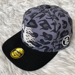 Hellstar Grey Leopard Black Brim Flame Star Flat Brim Cap
