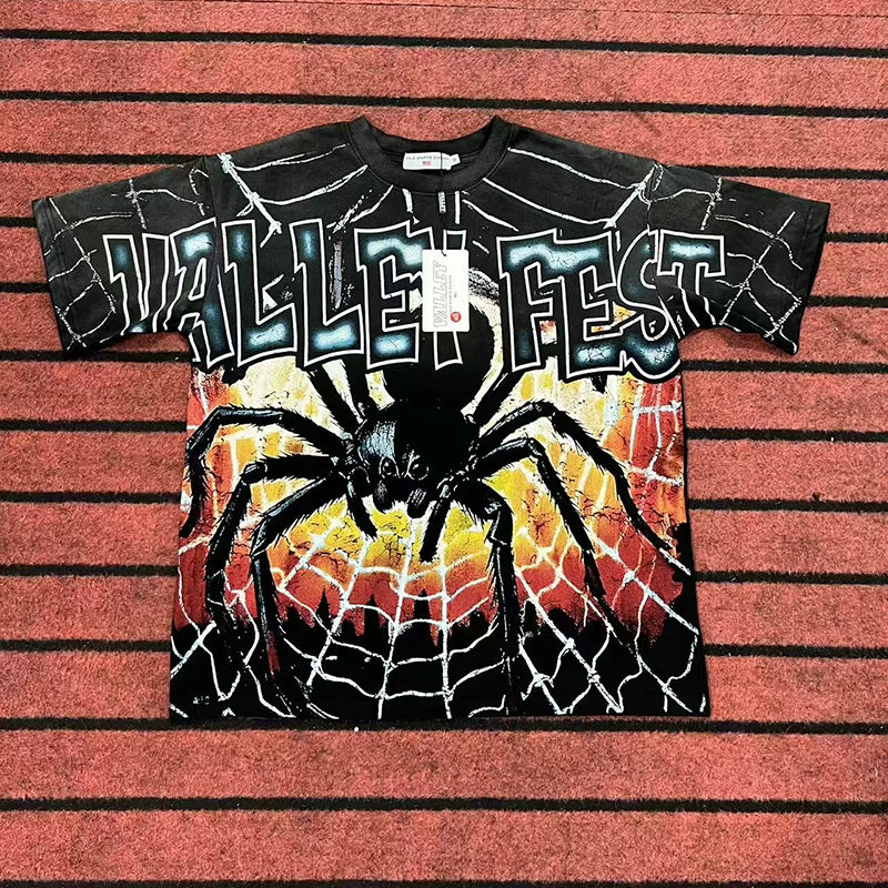 Valleydream Black Valley Fest Spider Web Vintage Graphic T-Shirt