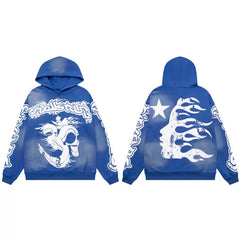 Hellstar Blue Skull Flame Hoodie