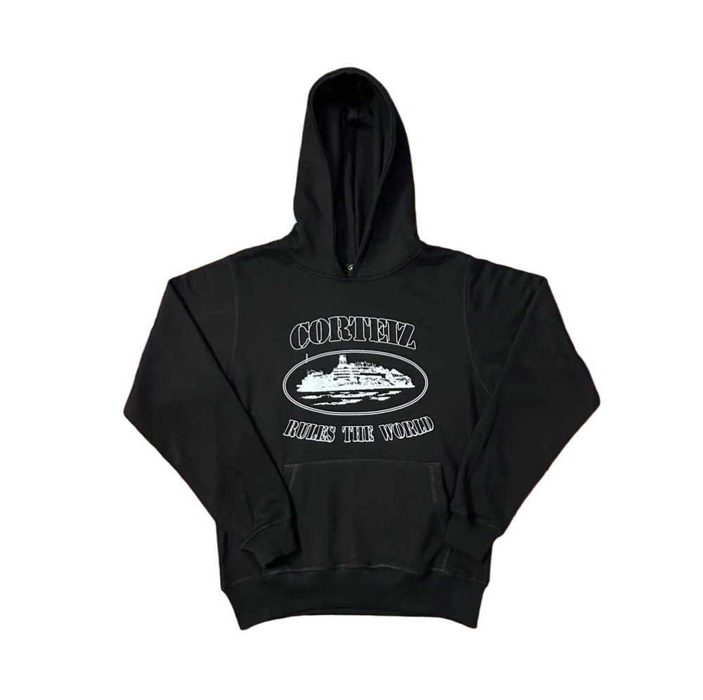 Black Vintage Graphic Hoodie – Oversized Streetwear Pullover Sweatshirt