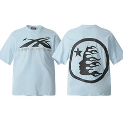Hellstar Light Blue Portrait Flame Graphic Tee