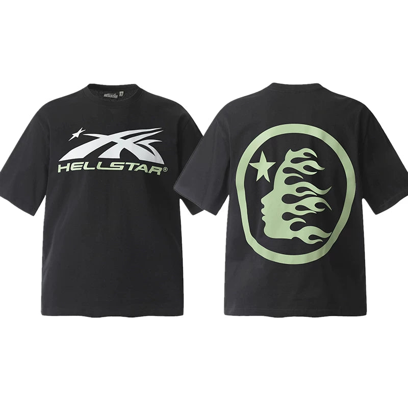 Hellstar Black Green Portrait Flame Graphic Tee
