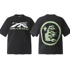 Hellstar Black Green Portrait Flame Graphic Tee