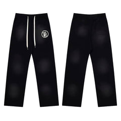 Hellstar Black Circular Logo Faded Straight Sweatpants