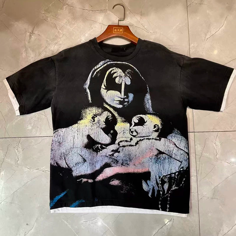 Valleydream Black Portrait Collage Vintage Graphic T-Shirt