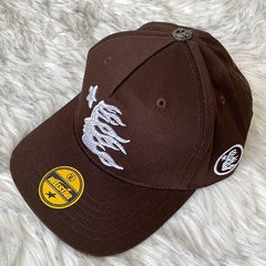 Hellstar Brown Silver Flame Flat Brim Cap
