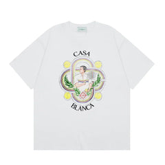 Casablanca Ornate Crest & Figure T-Shirt - White