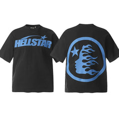 Hellstar Black Blue Logo Portrait Tee