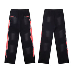 Hellstar Black Red Flame Side Print Sweatpants