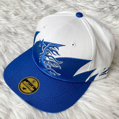 Hellstar White Blue Split Color Flame Flat Brim Cap