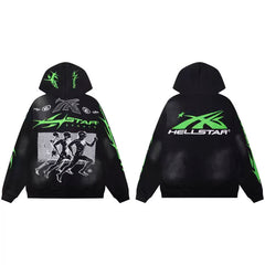 Hellstar Black Neon Green Hoodie