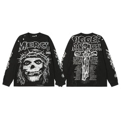 Hellstar Black Skull Skeleton Graphic Long Sleeve Shirt