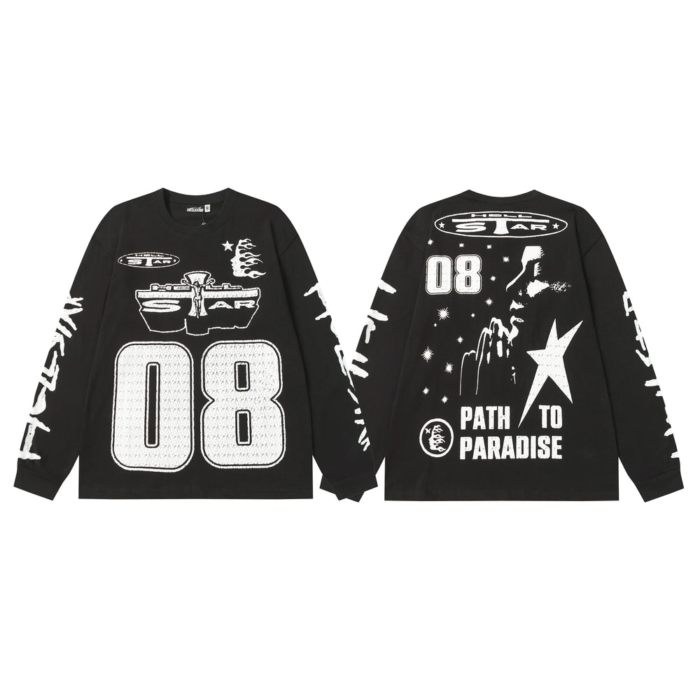 Hellstar Black Number 08 Graphic Long Sleeve Tee