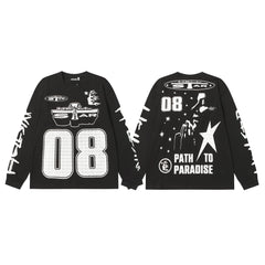 Hellstar Black Number 08 Graphic Long Sleeve Tee