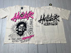 Hellstar Pink Letter Portrait Cream T-shirt