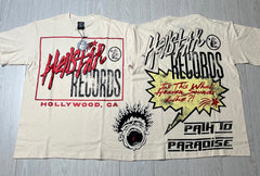 Hellstar Records Red Logo Cream T-shirt