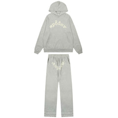 Sp5der Classic Tracksuit Set - Grey / Heavy Fleece Lined