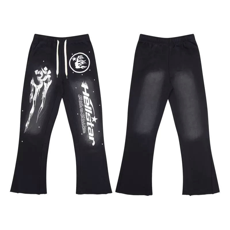 Hellstar Black Angel Graphic Flared Sweatpants