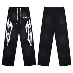 Hellstar Black Wide Leg Flame Sweatpants