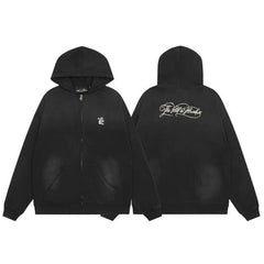 Hellstar Black Faded Graphic Zip Hoodie