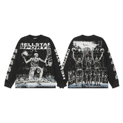 Hellstar Black Skeleton Basketball Long Sleeve Tee