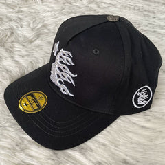 Hellstar Black Silver Flame Flat Brim Cap