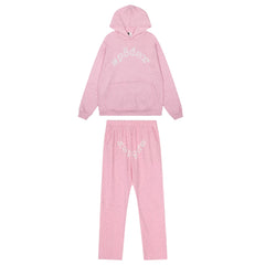 Sp5der Pastel Tracksuit Set - Light Pink / Light Fleece Lined