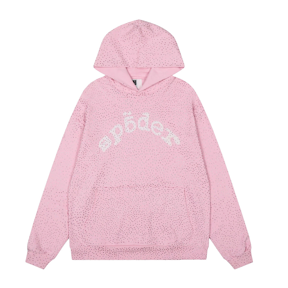 Sp5der Graphic Hoodie - Light Pink / Heavy Fleece Lined